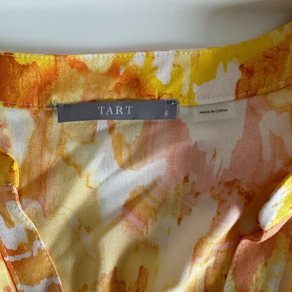 Tart Sundress Size S Drop Waist Button Down Vibrant Yellow V neck - Picture 7 of 9